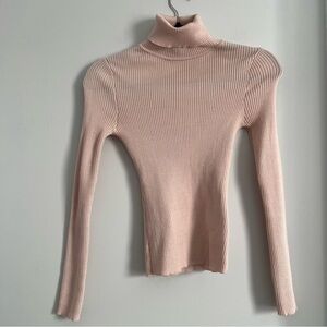 New Look Ribbed Turtleneck Sweater in Soft Pink